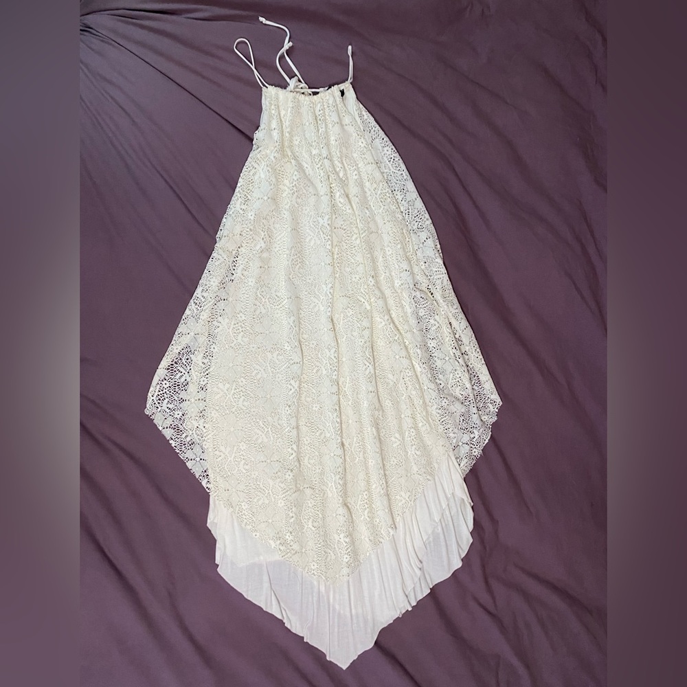 ANGL Lace Asymmetrical Halter Top Dress.